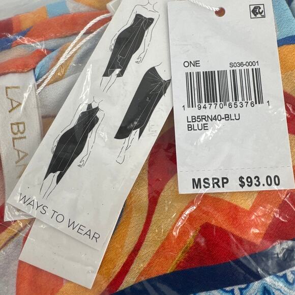 La Blanca Set- Blue Wrap Cover Up One Size & Swimsuit Size 12 - Picture 7 of 10